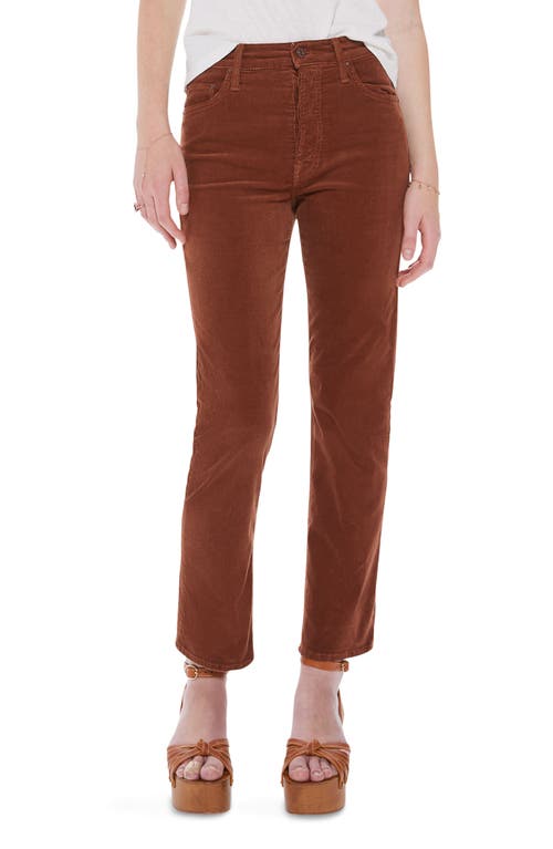 MOTHER The Tomcat Ankle Straight Leg Corduroy Pants in Friar Brown at Nordstrom, Size 25