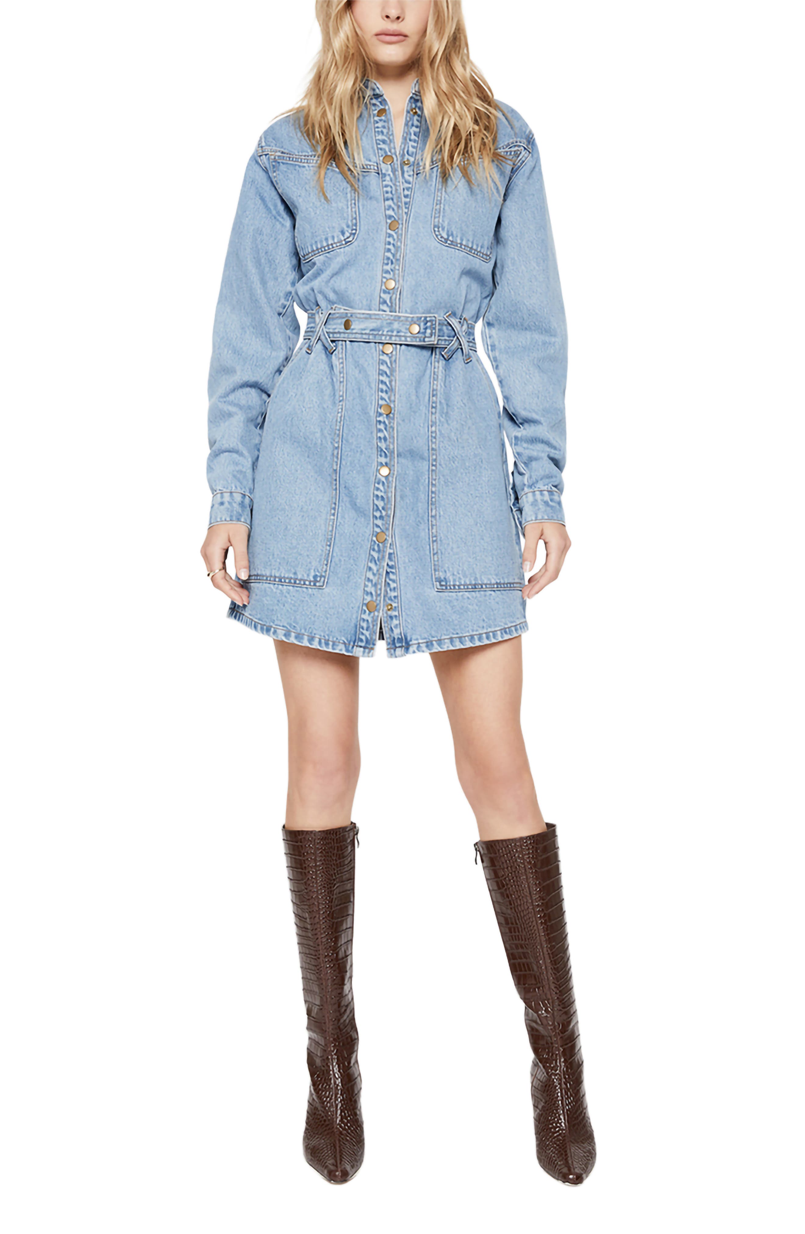 Bardot Elena Long Sleeve Denim Dress 