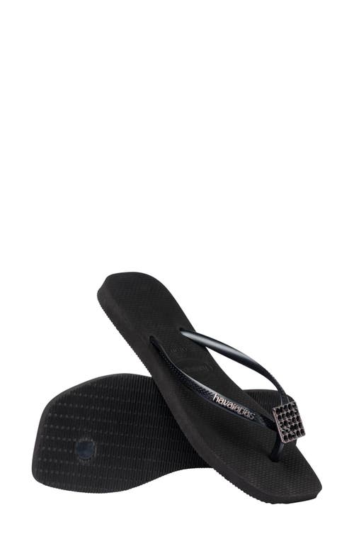 Havaianas Slim Crystal Charm Flip Flop In Black