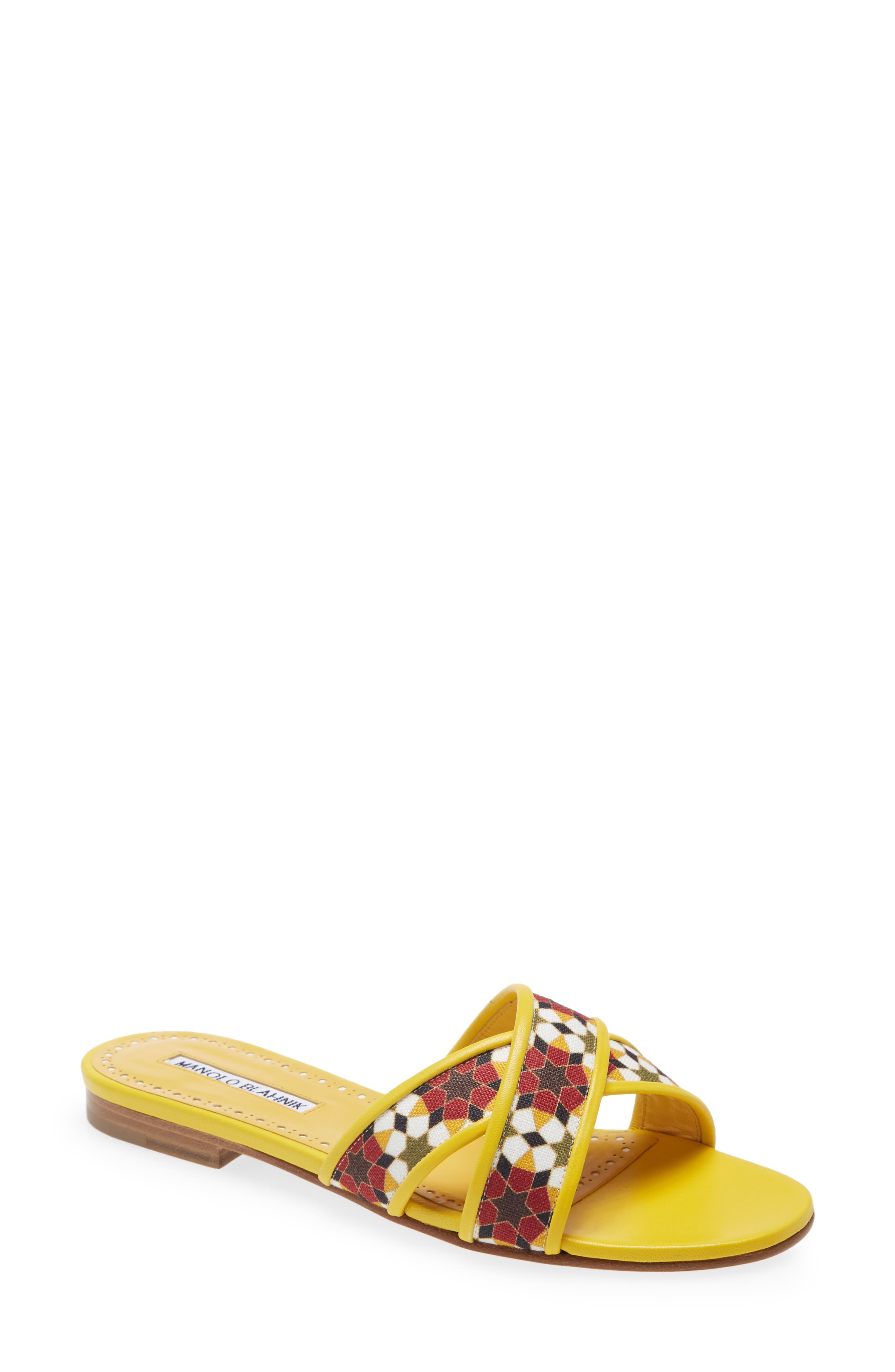 Manolo Blahnik Ifneta Crisscross Sandal in Yellow at Nordstrom, Size 6Us