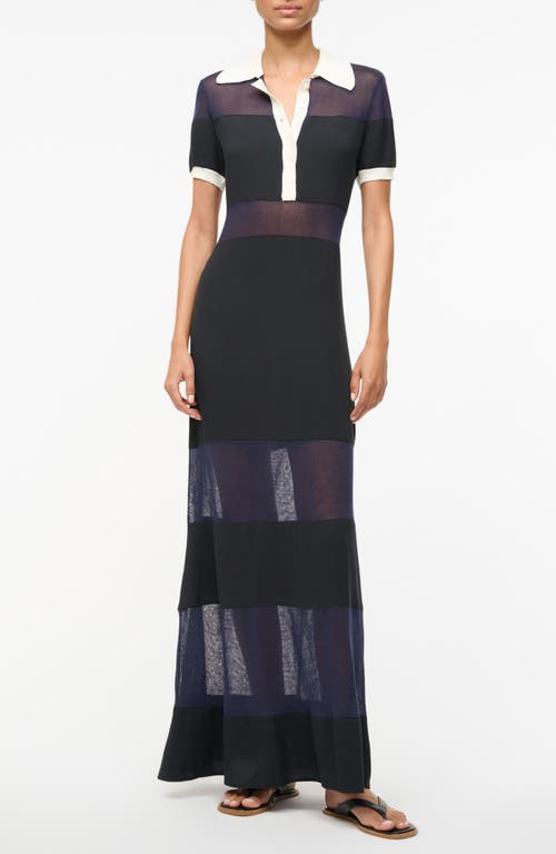 Shop Staud Quaint Maxi Dress In Black/navy/ivory