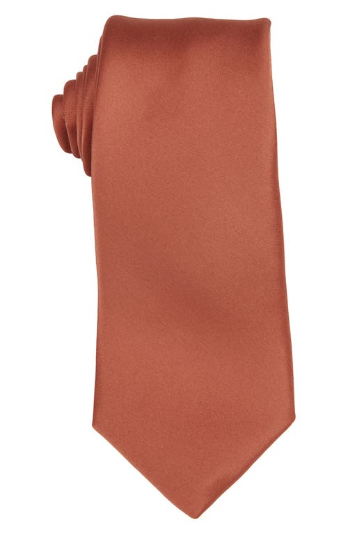 Shop Brooklyn Brigade Solid Satin Tie In Terracotta