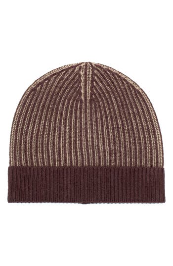 Portolano Two Tone Rib Cuff Beanie In Port/fango