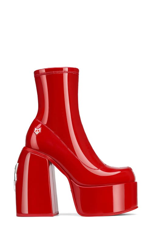 NAKED WOLFE Sugar Platform Ankle Boot in Red Patent