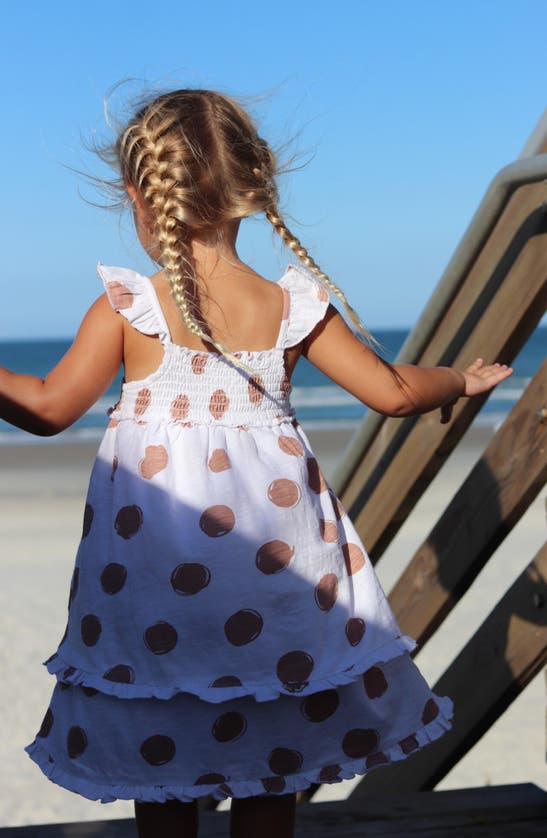 Shop L'ovedbaby Smocked Slub Organic Cotton Jersey Dress In Adobe Dot