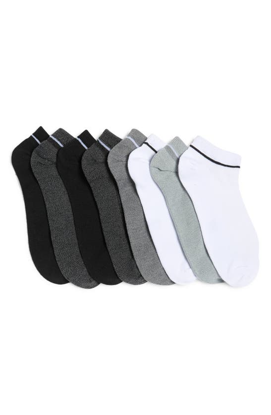 Kenneth Cole 8-pack Stripe Cuff No-show Socks In Grey