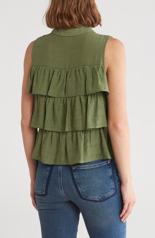 By Design Aurora Sleeveless Tiered Top In Dill