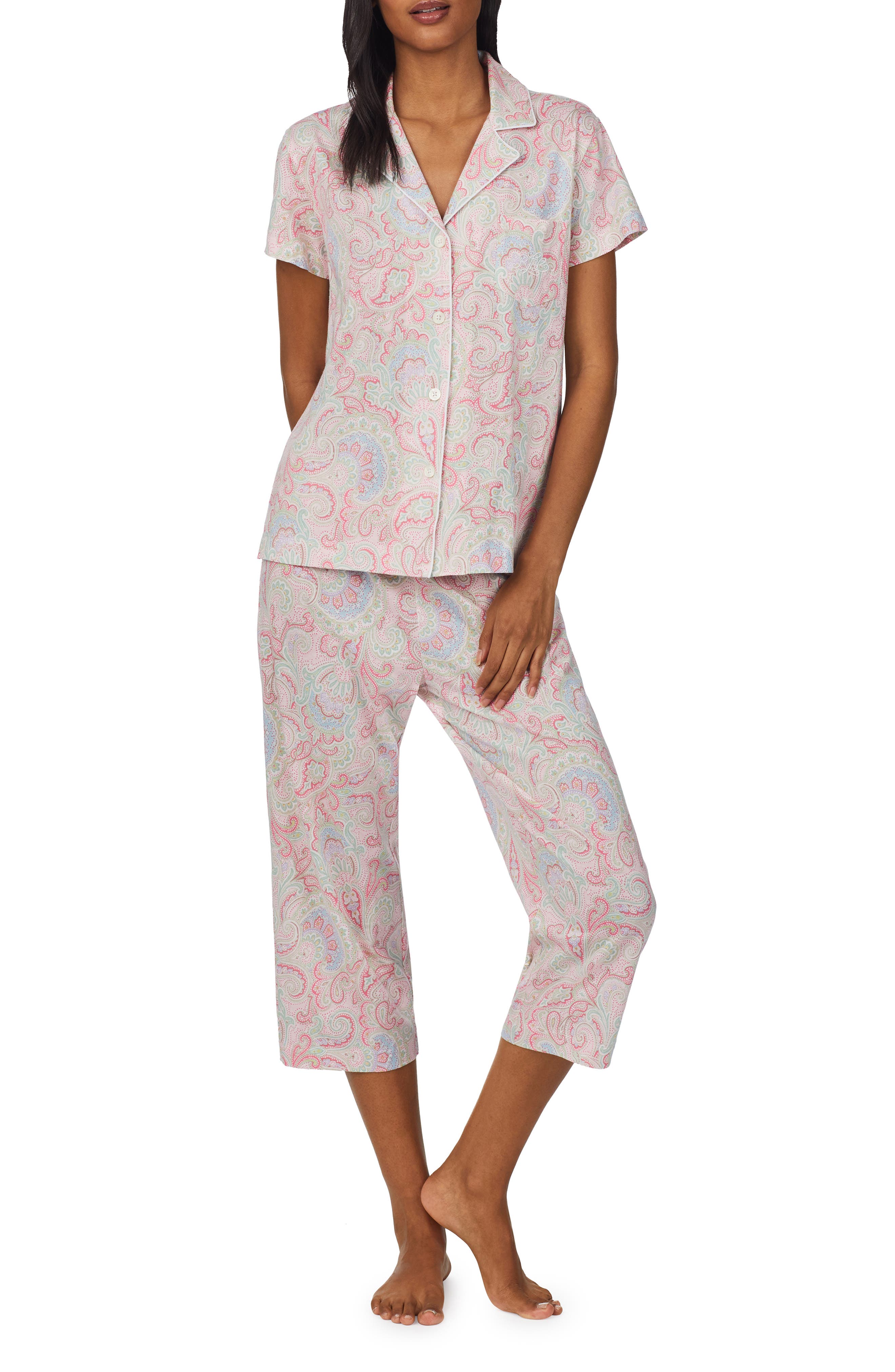 Ex-Store Ladies Bold Stripe Lounge Wear Pyjama Shorts Purple