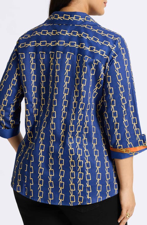 FOXCROFT FOXCROFT TAYLOR CHAIN STRIPE COTTON BUTTON-UP SHIRT