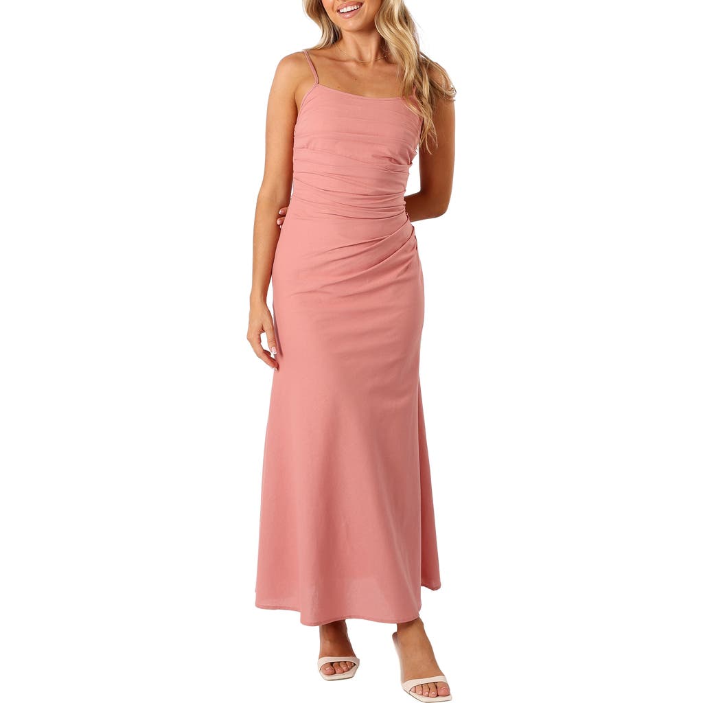 Petal And Pup Petal & Pup Axel Ruched Cotton Maxi Dress In Pink