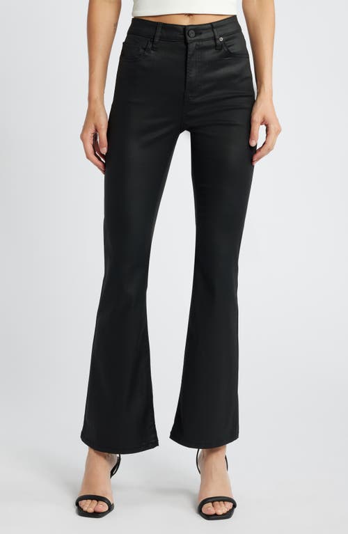 Hidden Jeans Coated High Waist Flare Jeans In Black