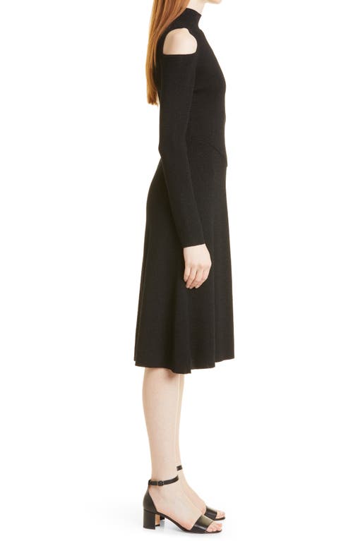 Shop Hugo Boss Frikka Cold Shoulder Wool Blend Dress In Black