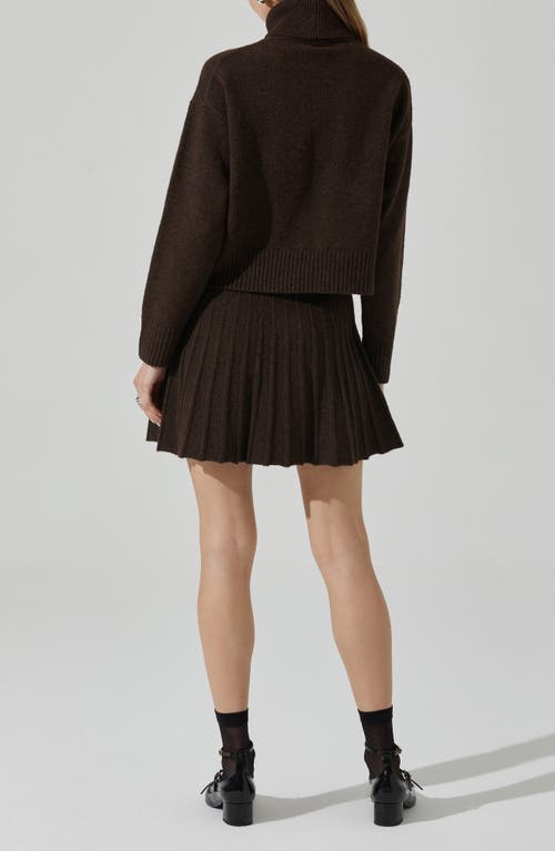 Astr The Label Marceline Pleated Knit Miniskirt In Brown