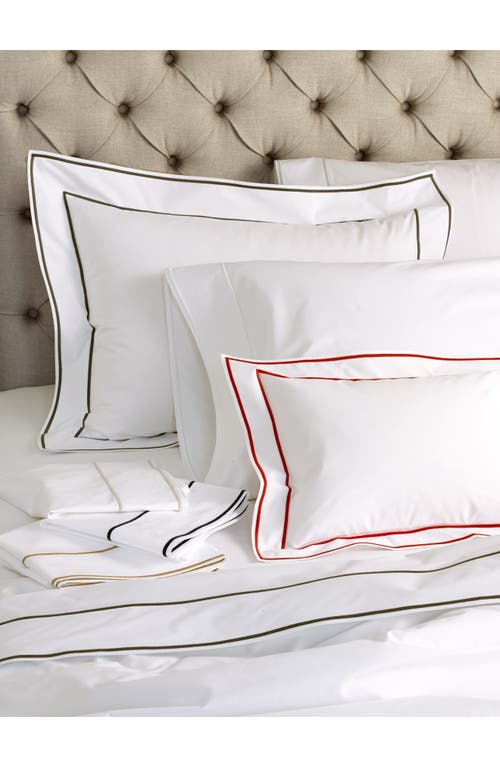 Matouk Ansonia Percale Standard Sham In White/chinese Red