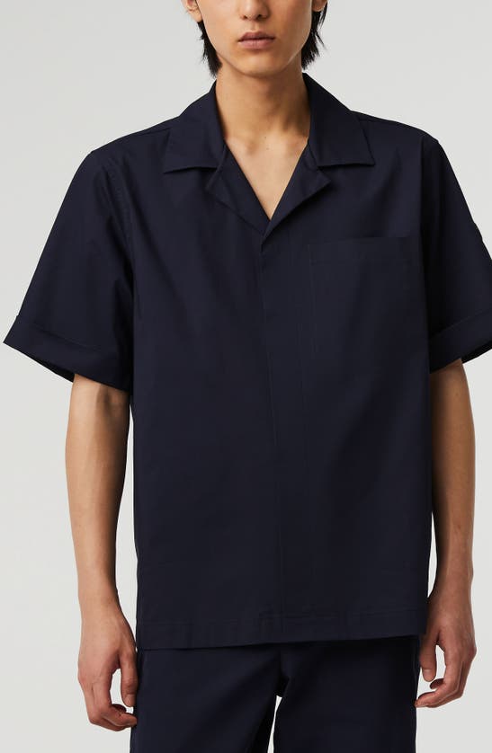 Shop Alphatauri Welsh Short Sleeve Button-up Shirt In Navy