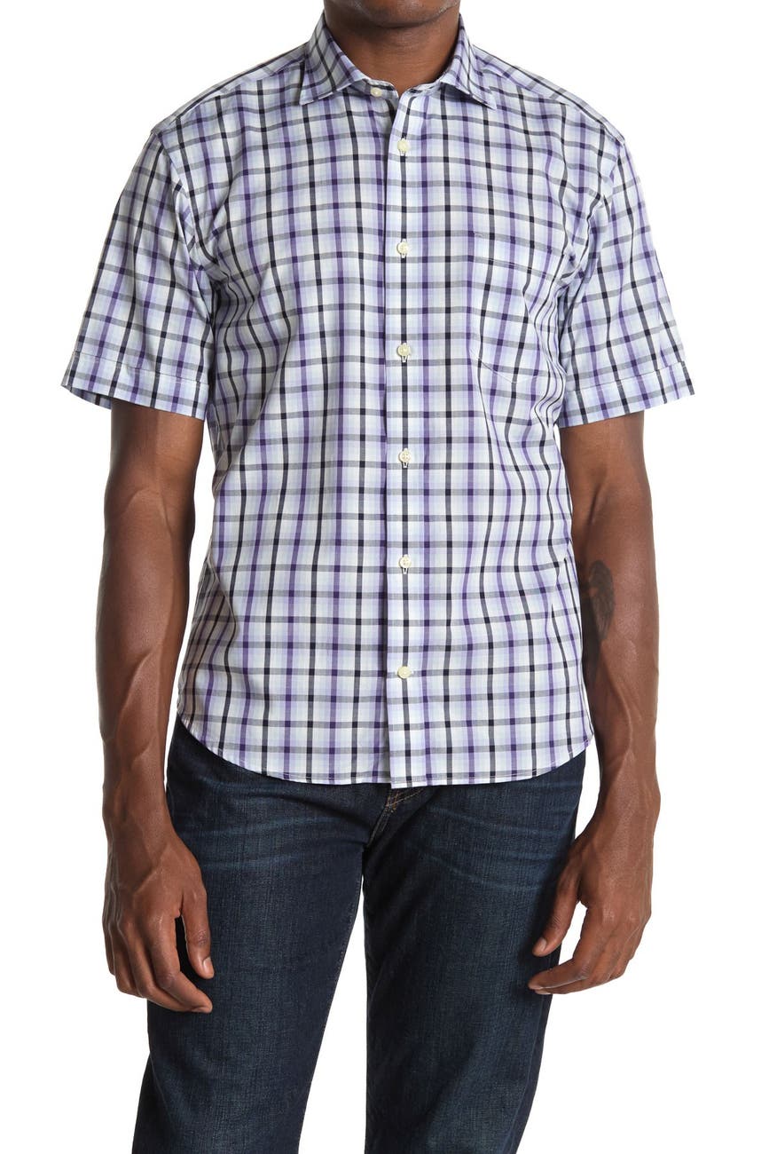 Thomas Dean | Plaid Print Short Sleeve Regular Fit Shirt | Nordstrom Rack