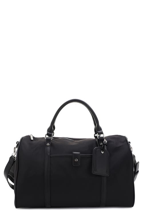 Mali + Lili Jamie Nylon & Vegan Leather Weekend Duffle Bag in Black