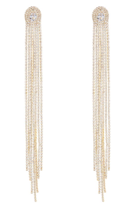 Eye Candy Los Angeles Crystal Fringe Statement Earrings In Gold