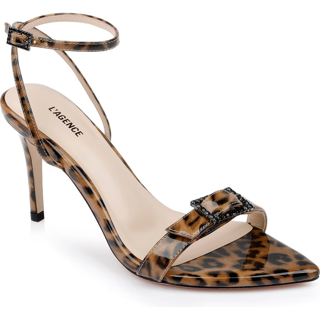 L Agence L'agence Juneau Ankle Wrap Sandal In Animal Print