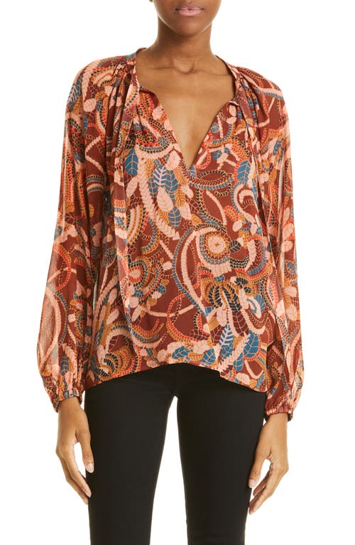 A.L.C. Delphina Silk Blouse in Ginger Combo
