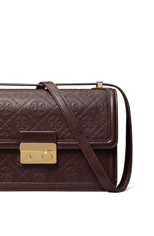 Shop Tory Burch T Monogram Debossed Convertible Shoulder Bag In Maroon