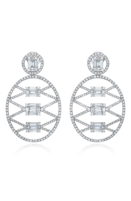 Shop Mindi Mond Clarity Lattice Medallion Diamond Drop Earrings In 18k White Gold