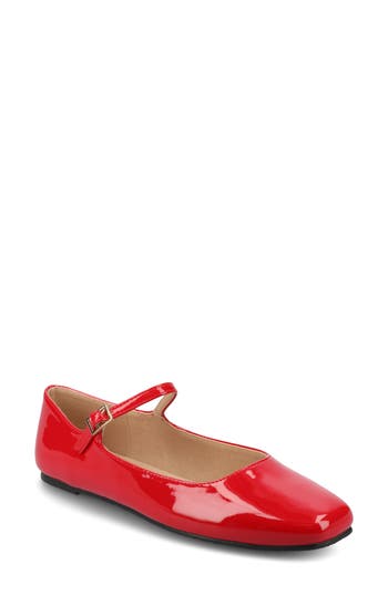 Journee Collection Carrie Mary Jane Flat In Patent/red