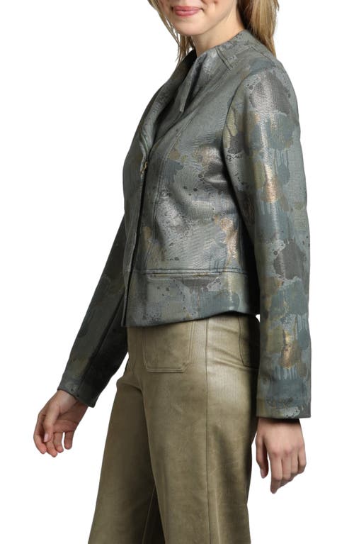 Apny Faux Suede Moto Jacket In Green Multi
