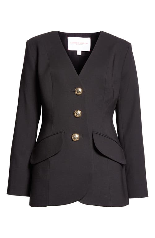 Shop Carolina Herrera Single Breasted Stretch Virgin Wool Blazer In Black