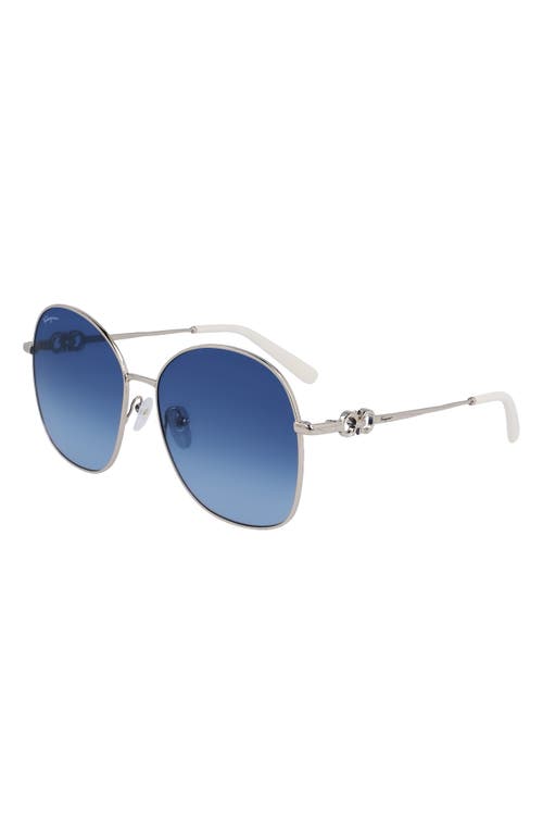 Shop Ferragamo 59mm Gradient Sunglasses In Silver/blue Gradient