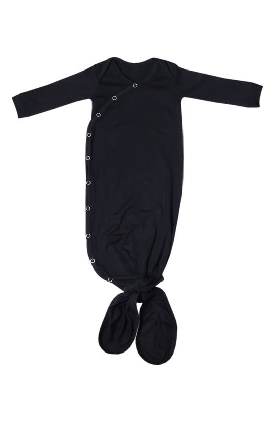 Copper Pearl Newborn Knotted Gown In Midnight