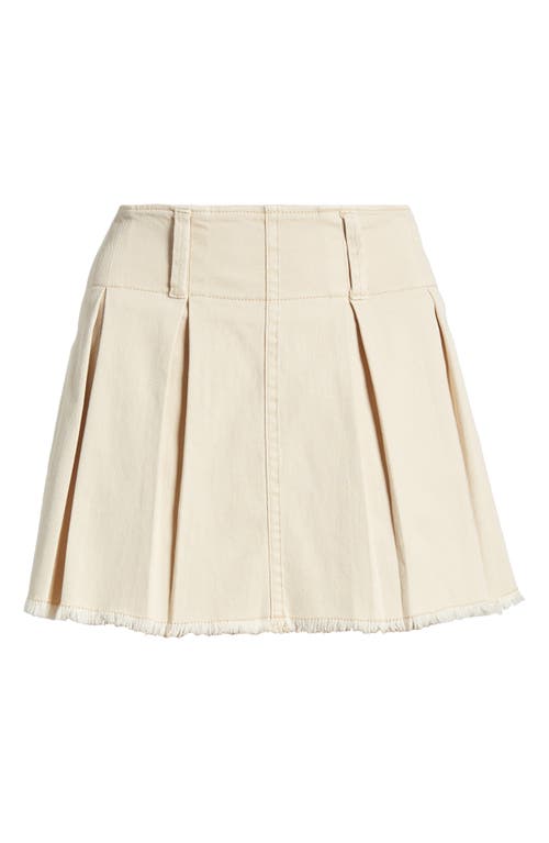 Shop Bp. Pleated Fray Hem Denim Skort In Beige Angora