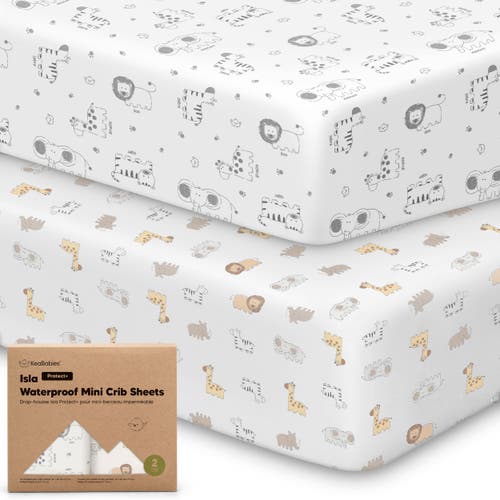 Keababies 2-pack Isla [protect+] Waterproof Mini Crib Sheets In White