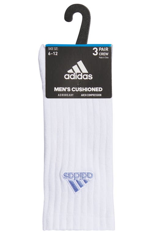 Adidas Originals Adidas Classic Cushioned 3-pack Crew Socks In White/heather/indigo Blue