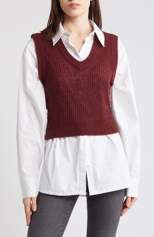 Shop Madewell Romy Shrunken Sweater Vest In Dark Cabernet