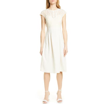 Ba & sh Prima Lace Detail Empire Waist Dress, Ivory