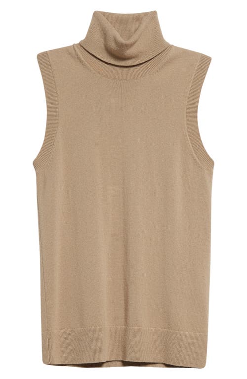 Shop Michael Kors Collection Sleeveless Cashmere Turtleneck Sweater In Sand