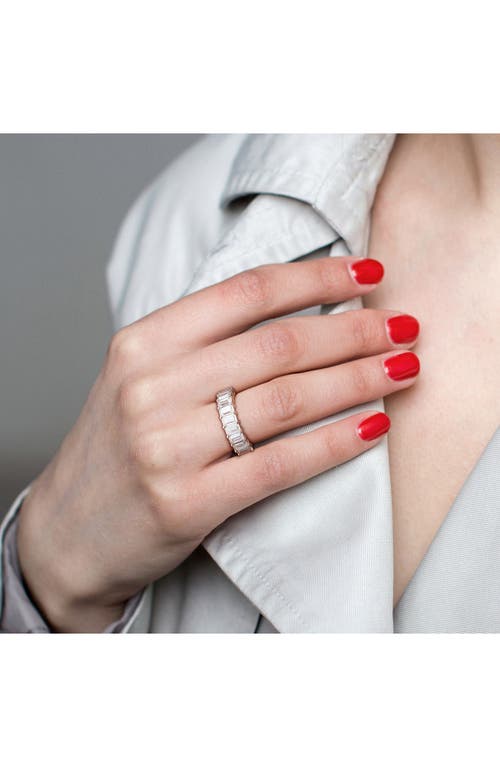 Delmar Sterling Silver Created Moissanite Octagon Band Ring In White/silver