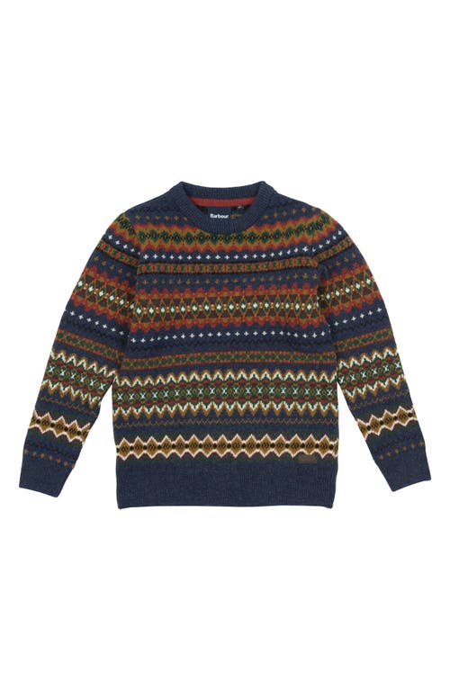 Barbour Kids' Case Fair Isle Wool Sweater Navy Marl at