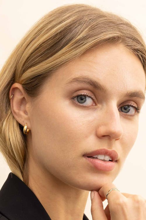 Oradina 18k Yellow Gold Forever And Ever Mini Hoops In Yellow Gold