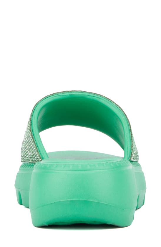 Olivia Miller Glitter Gaze Platform Slide Sandal In Green
