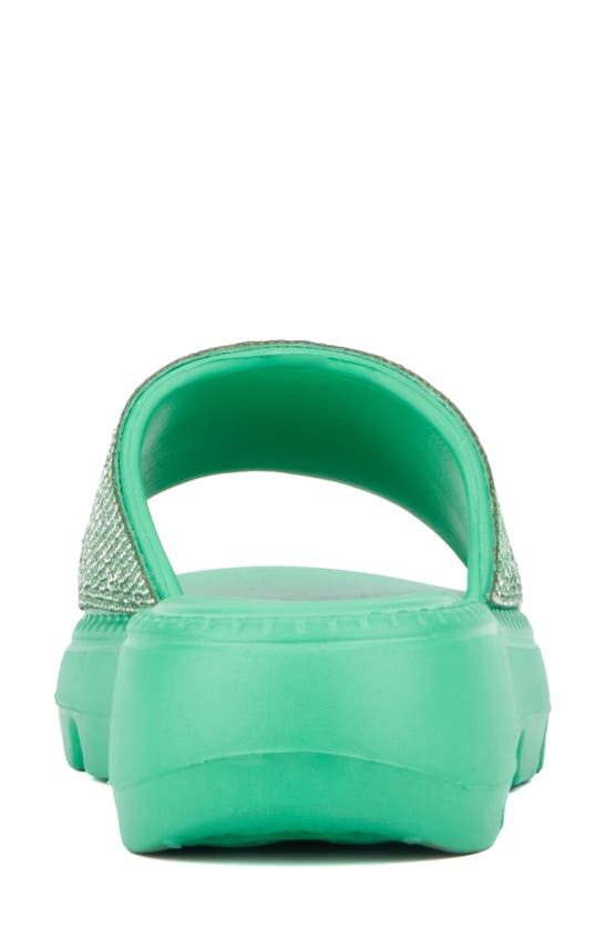 Shop Olivia Miller Glitter Gaze Platform Slide Sandal In Green