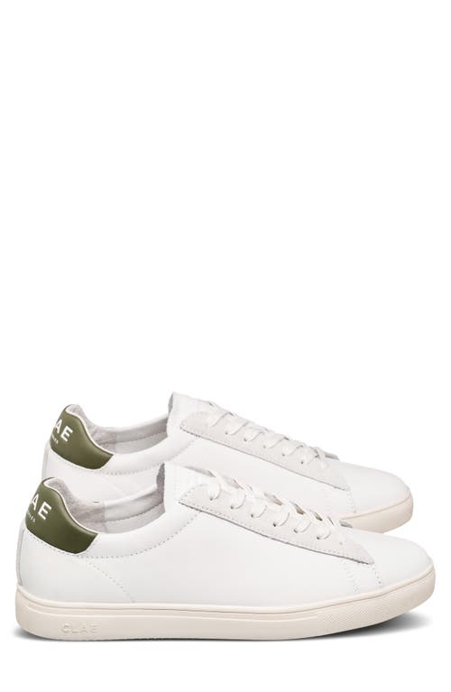 Shop Clae Bradley California Sneaker In White/olive Leather