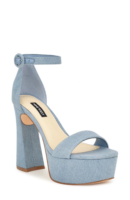 Nine West Ivana Ankle Strap Platform Sandal Light Blue at Nordstrom,