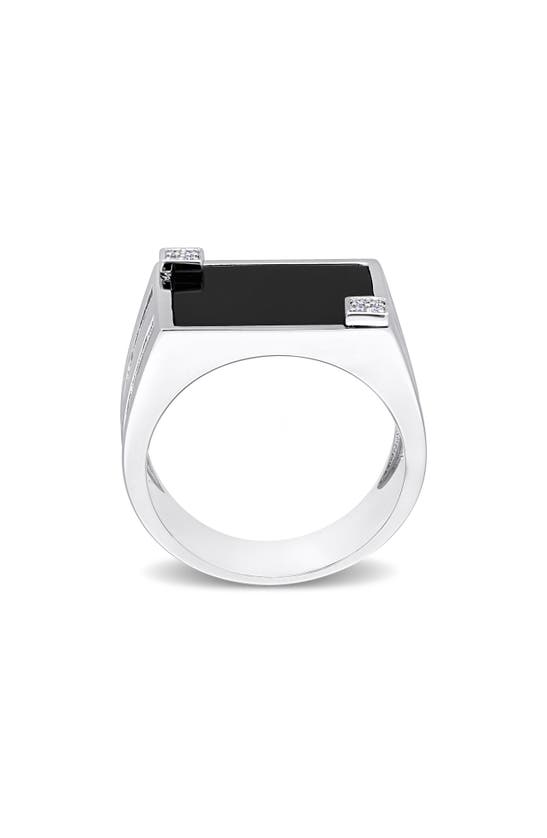 DELMAR DELMAR ONYX & DIAMOND SQUARE RING