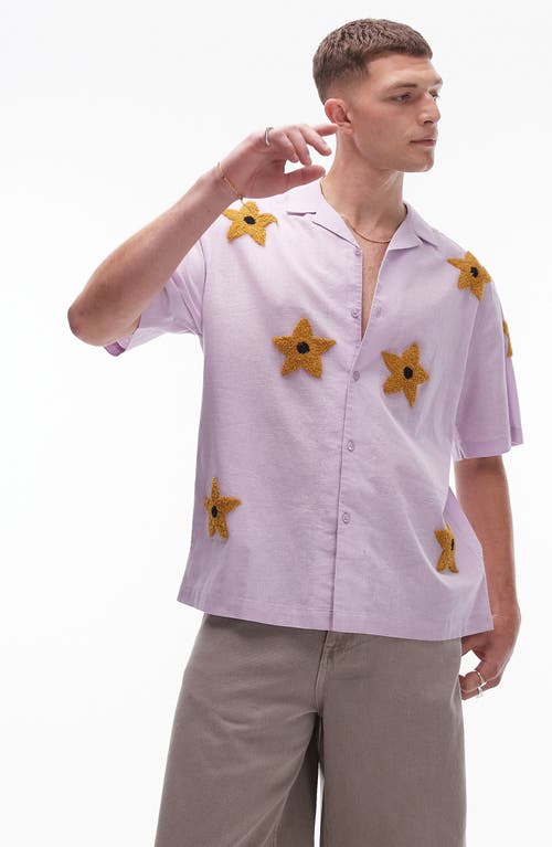 TOPMAN TOPMAN BOXY FLORAL CAMP SHIRT