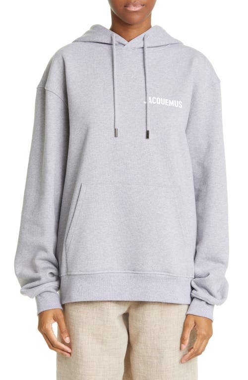 Jacquemus Women's Le Sweatshirt Organic Cotton Logo Hoodie in Grey
