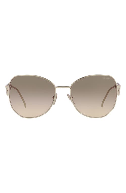 Prada 57mm Gradient Round Sunglasses in Pale Gold