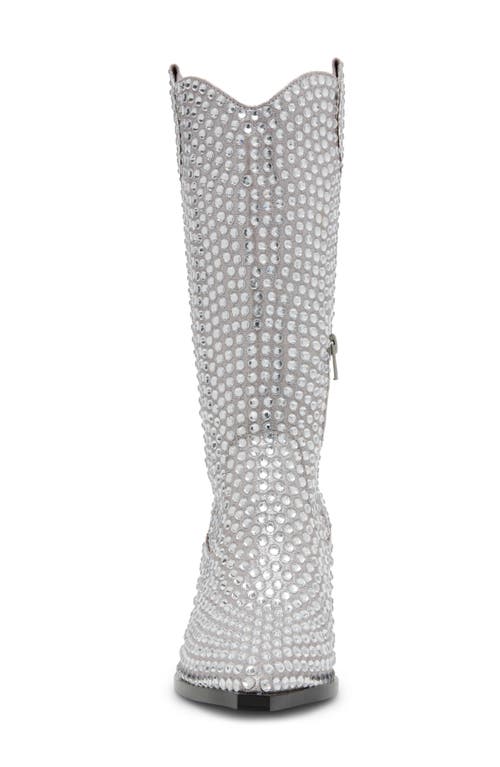 Betsey Johnson Randy Embellished Western Boot In Silver