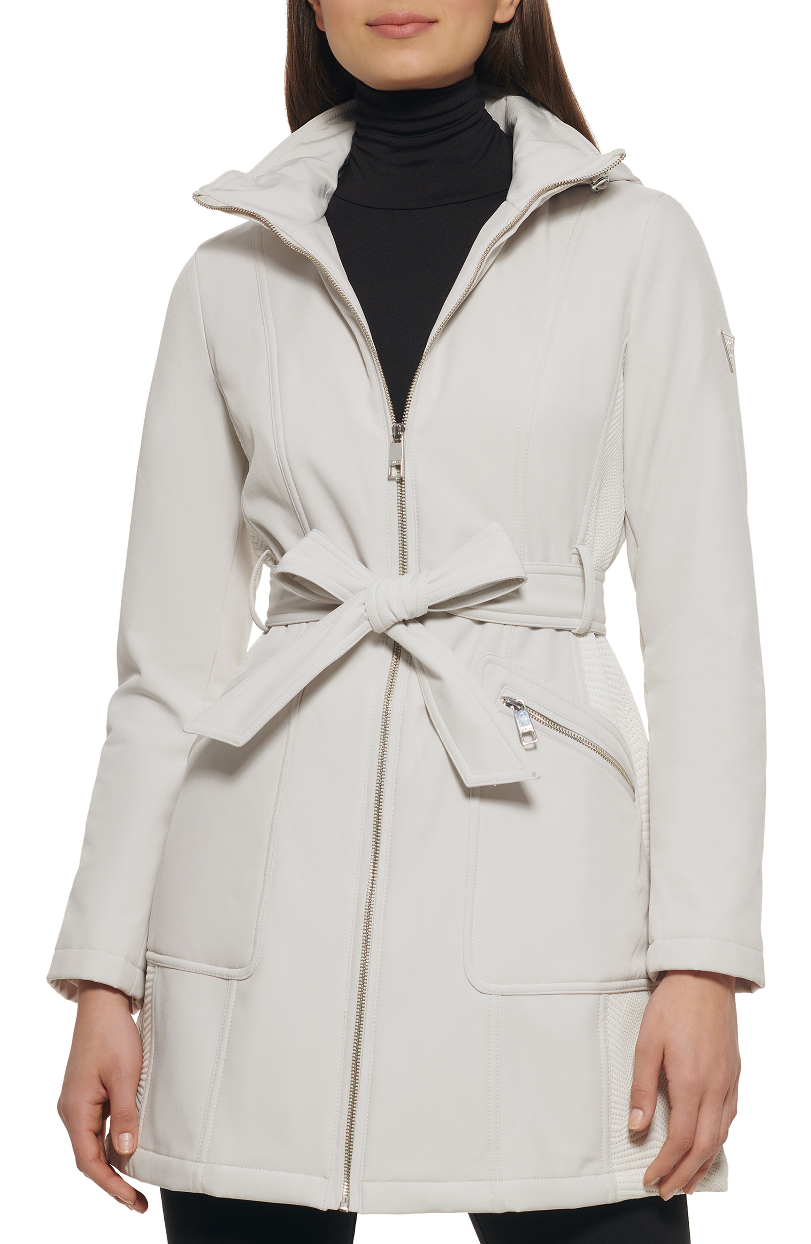 Guess Belted Zip Front Soft Shell 